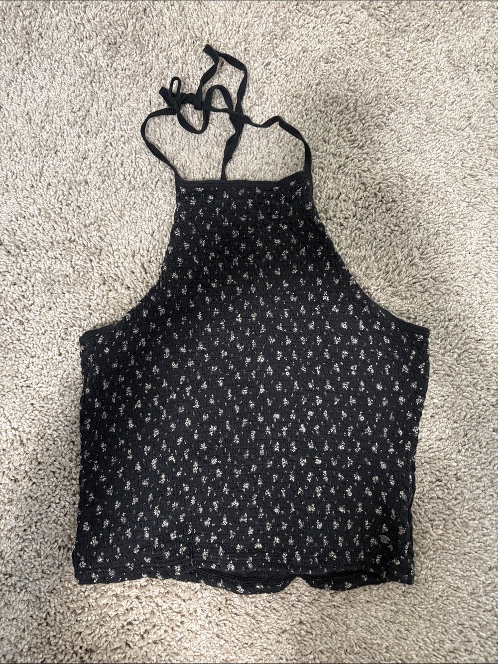 American Eagle Outfitters Black Floral Halter Top